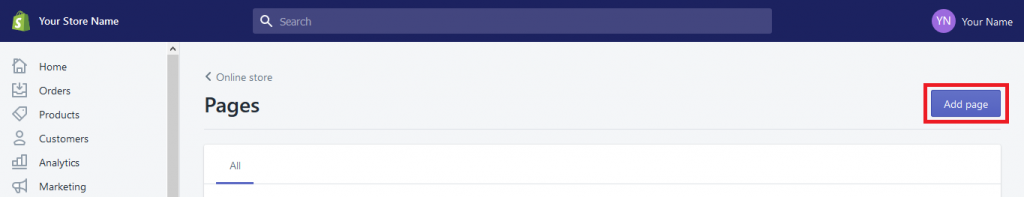 How to Create New Page in Shopify