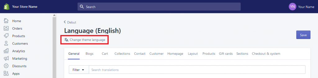 How to Change The Language for Your Theme on Shopify
