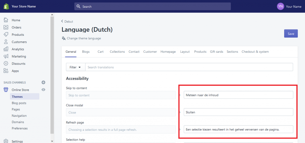 How to Change The Language for Your Theme on Shopify