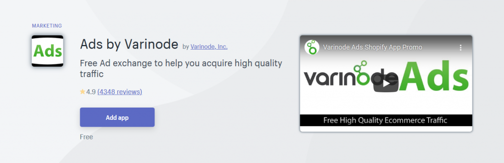 Ads by Varinode Free Shopify App