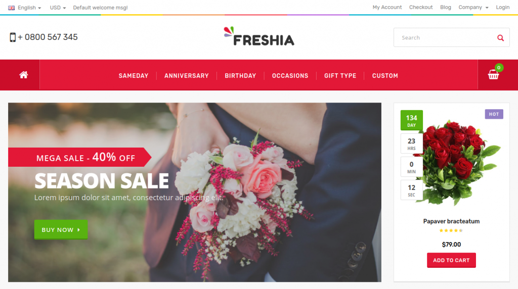 Freshia - Gift & Flowers Magento 2 Theme