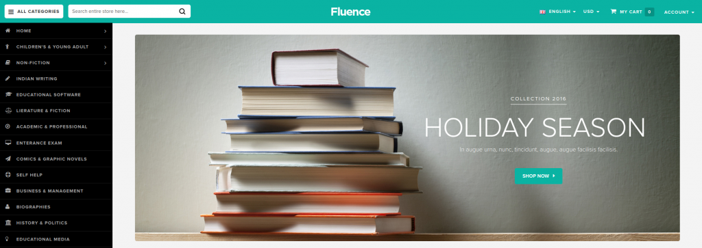 Fluence - Books & Entertainment Magento 2 Theme
