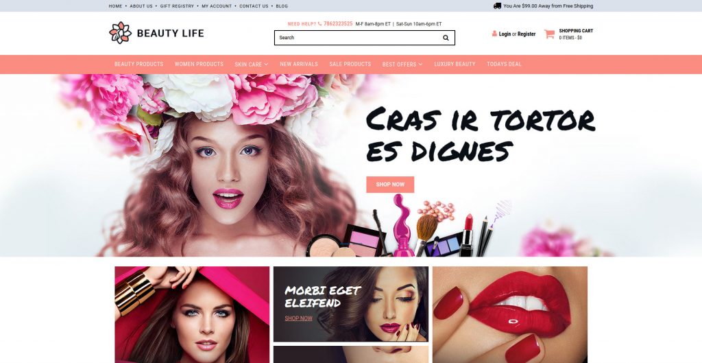 Beauty Life 3dcart Theme