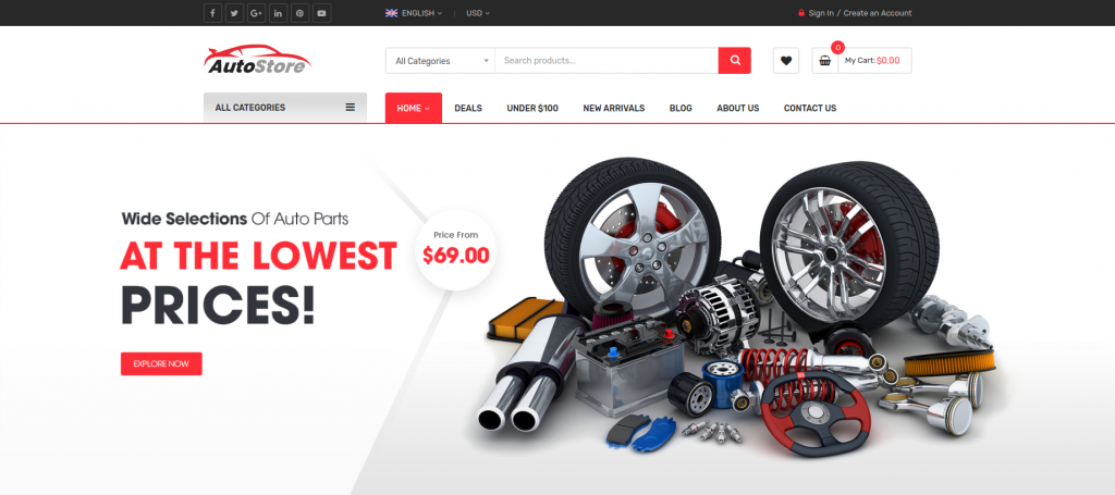 AutoStore - Auto Parts and Equipments Magento 2 Theme
