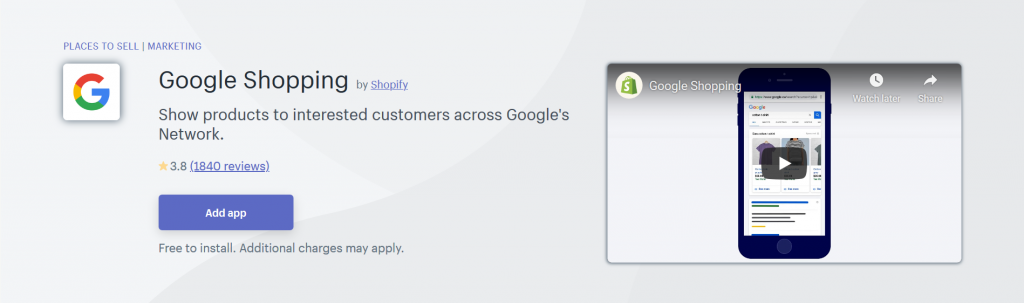Google Shopping - Place To Sell Shopify App