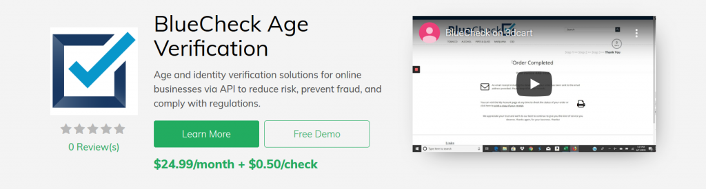 BlueCheck Age Verification - Fraud Prevention 3dcart App