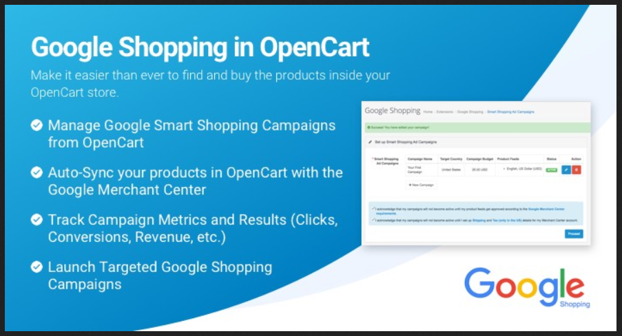 Google Shopping - Marketplaces OpenCart Extension