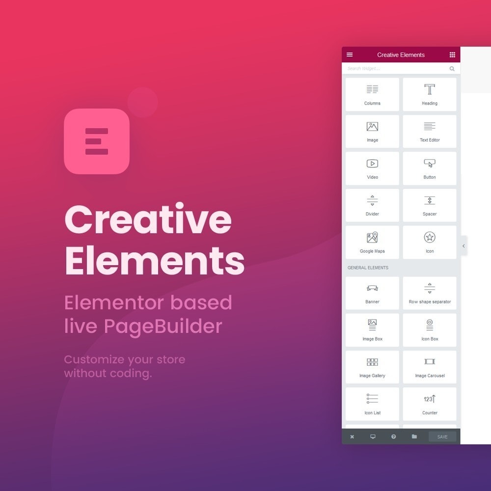 Elementor based PageBuilder - Administration PrestaShop Module