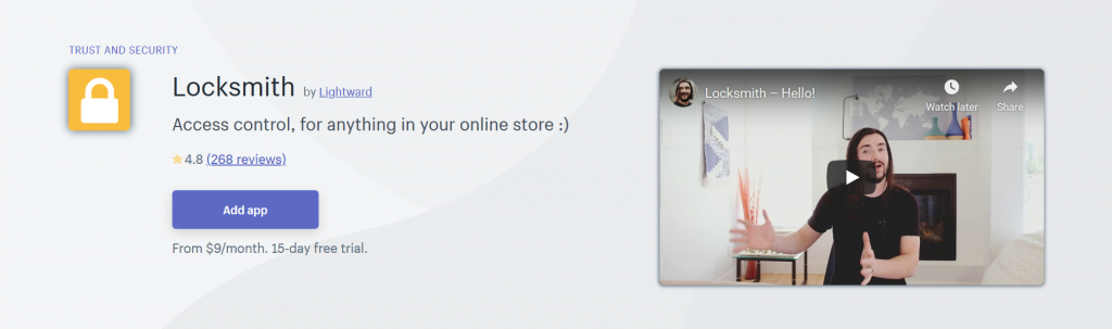 Locksmith Shopify App