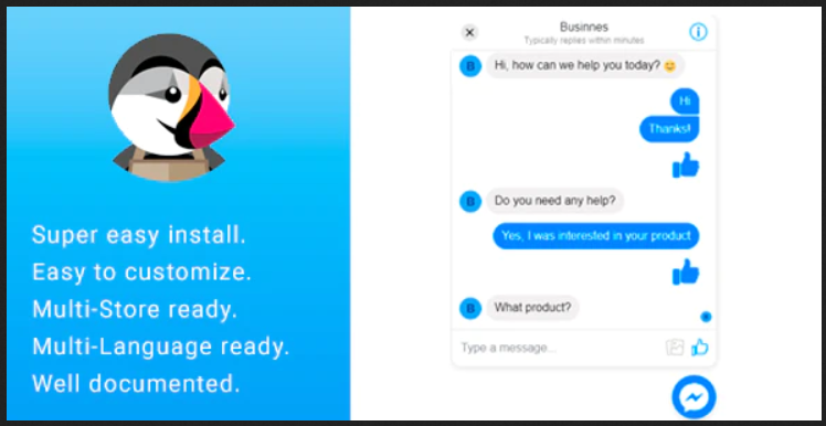 Business Facebook Online Live Chat Support Messenger PrestaShop Module