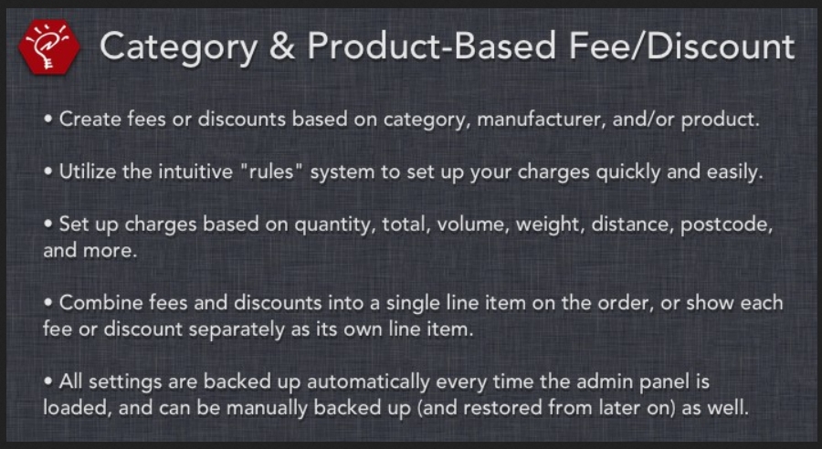 Category & Product-Based Fee - Order Totals OpenCart Extension
