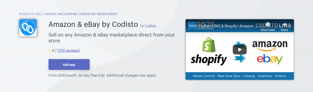 Amazon & eBay by Codisto - Place To Sell Shopify App
