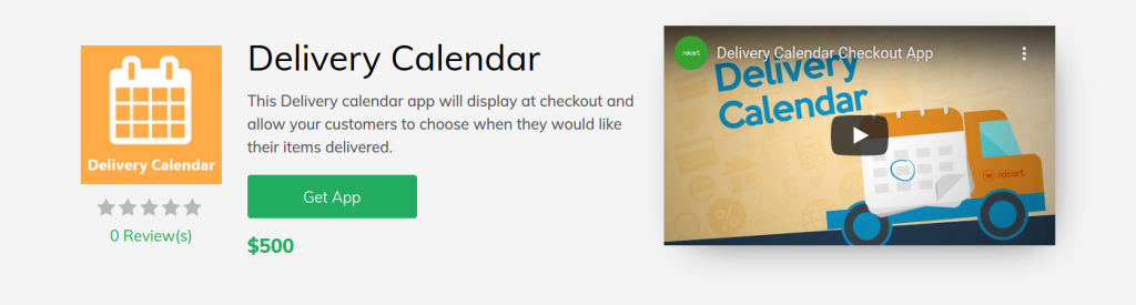 Delivery Calendar 3dcart App