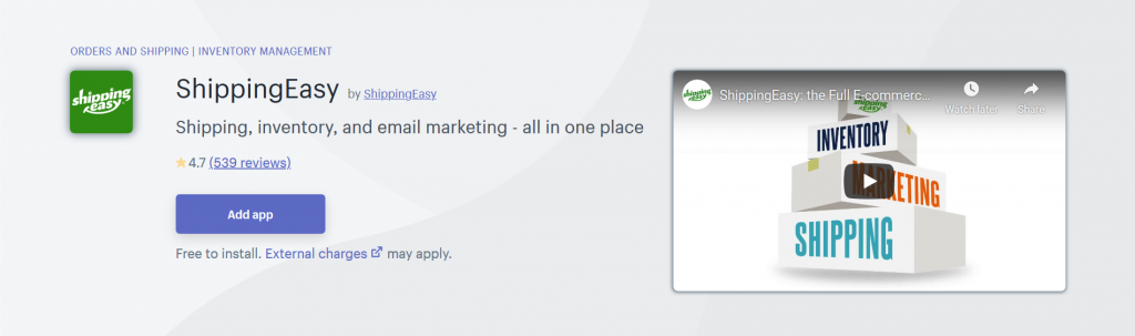 ShippingEasy - Inventory Management Shopify Apps