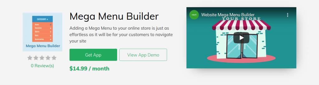 Mega Menu Builder 3dcart App