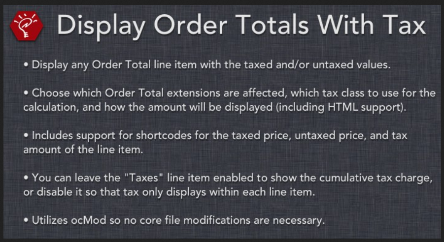 Display Order Totals With Tax OpenCart Extension