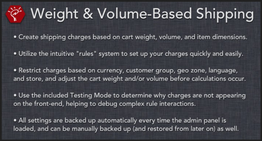 Weight & Volume-Based Shipping OpenCart Extension
