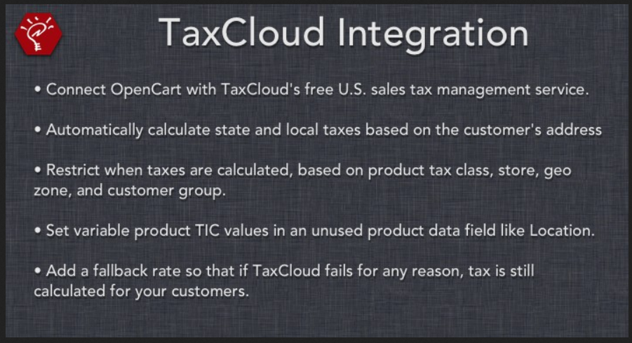 TaxCloud Integration OpenCart Extension