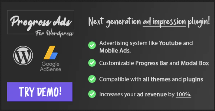 Progress Ads - WordPress Skippable Ads Plugin