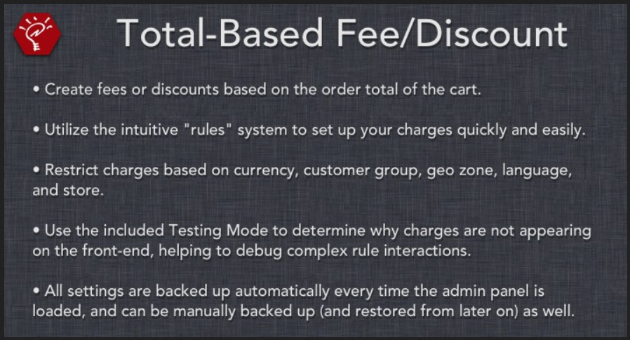 Total-Based Fee OpenCart Extension
