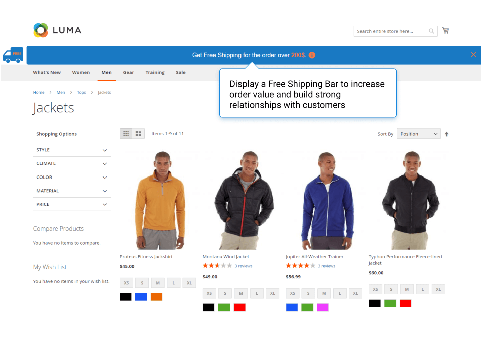 Free Shipping Bar For Magento 2