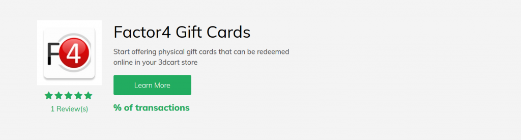 Factor4 Gift Cards 3dcart App