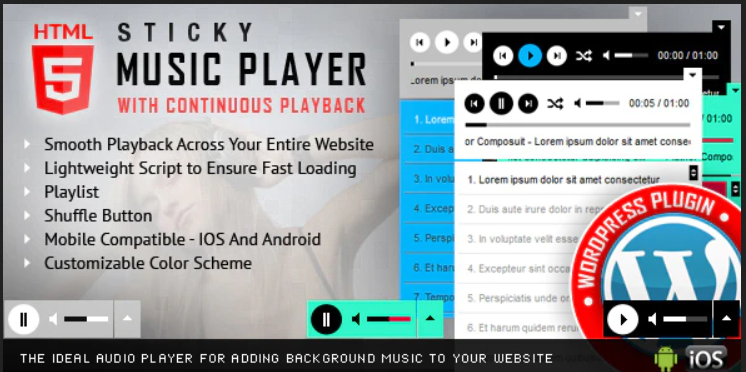 Sticky HTML5 Music Player WordPress Plugin