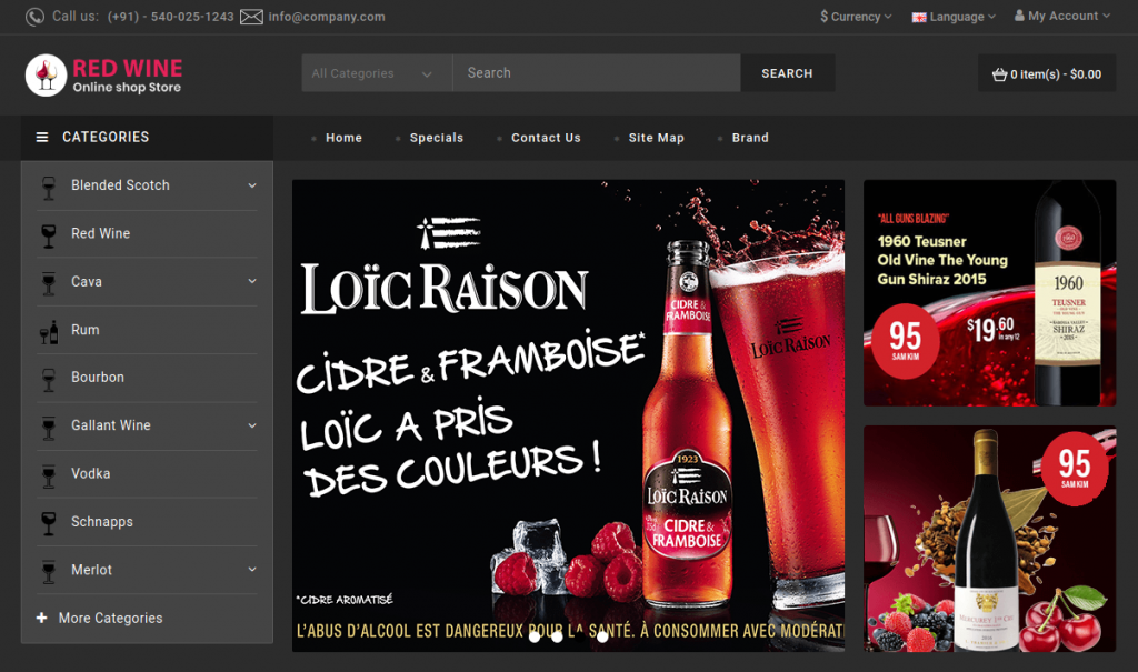 Redwine - Wineshop OpenCart Theme