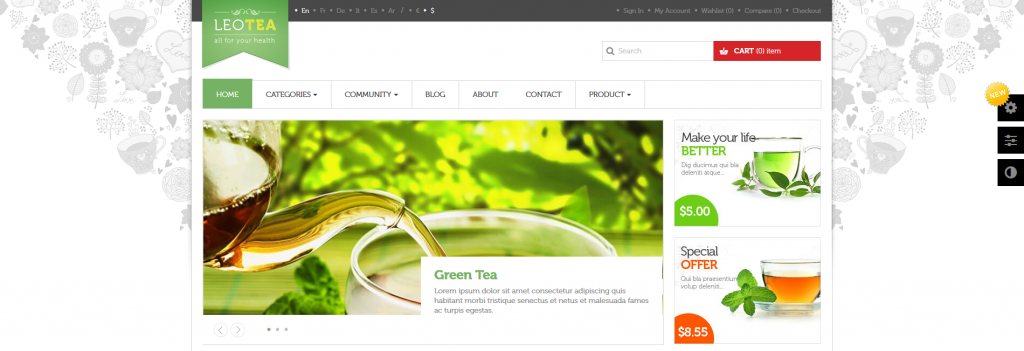Leo Tea Shop - Drinks & Tobacco PrestaShop Theme
