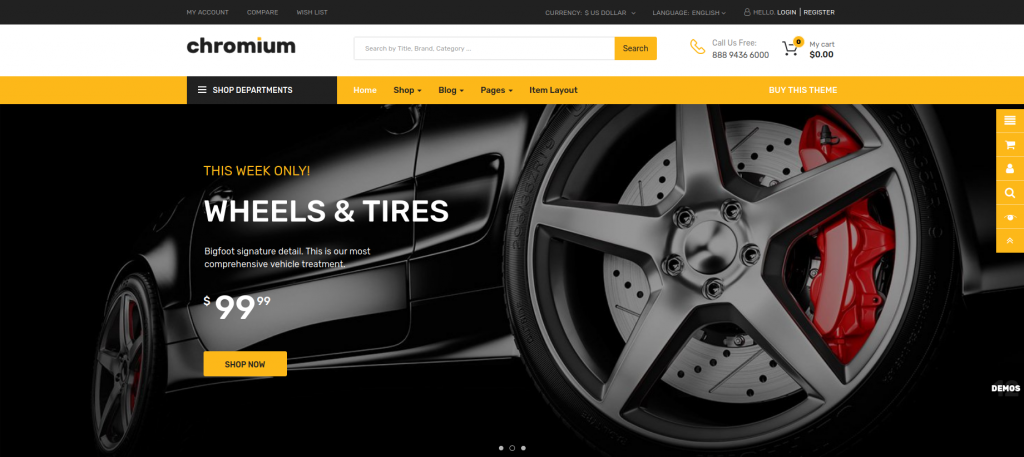 Chromium - Autoparts OpenCart Theme