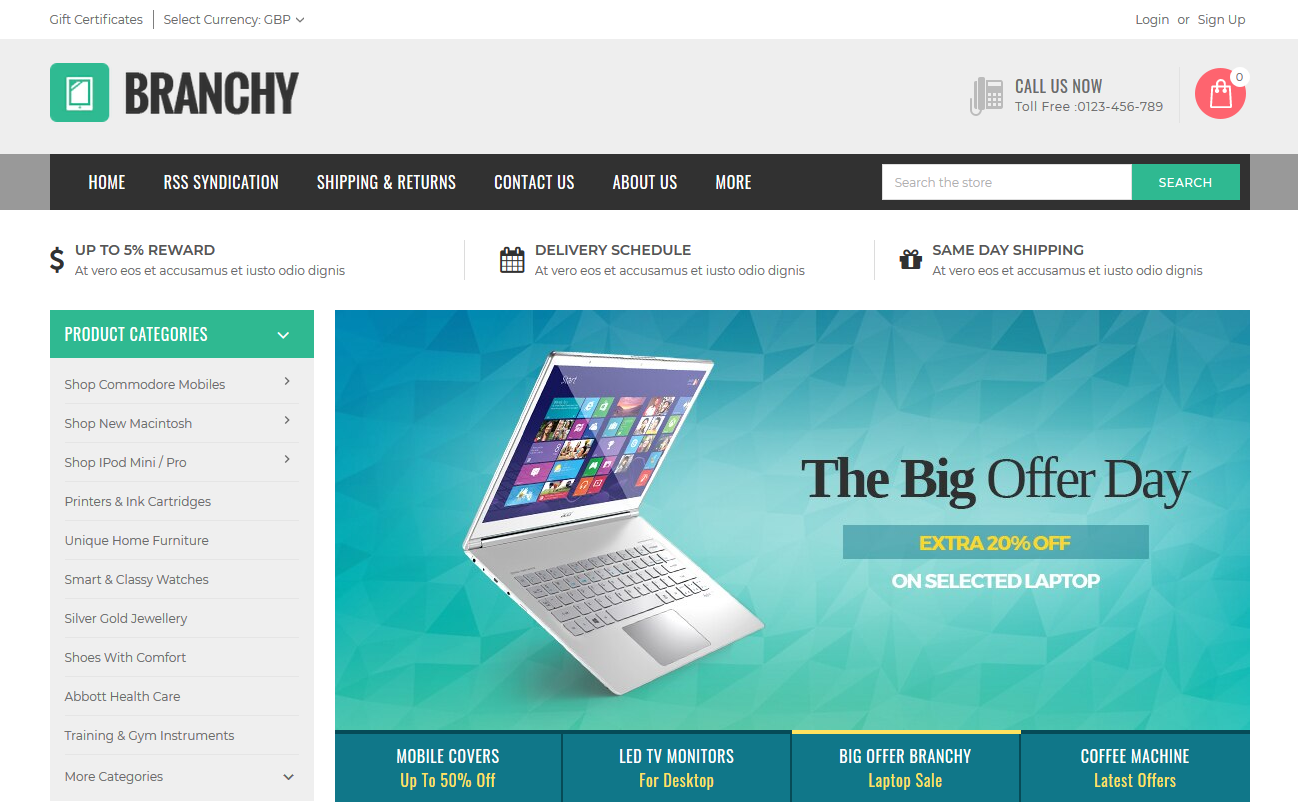 Branchy - Multipurpose Stencil Electronics BigCommerce Theme
