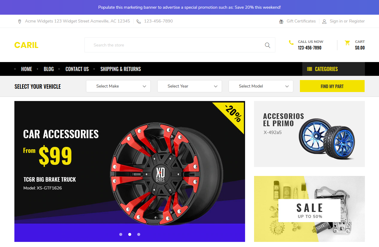 Caril - Cars & Auto Parts Automotive BigCommerce Theme