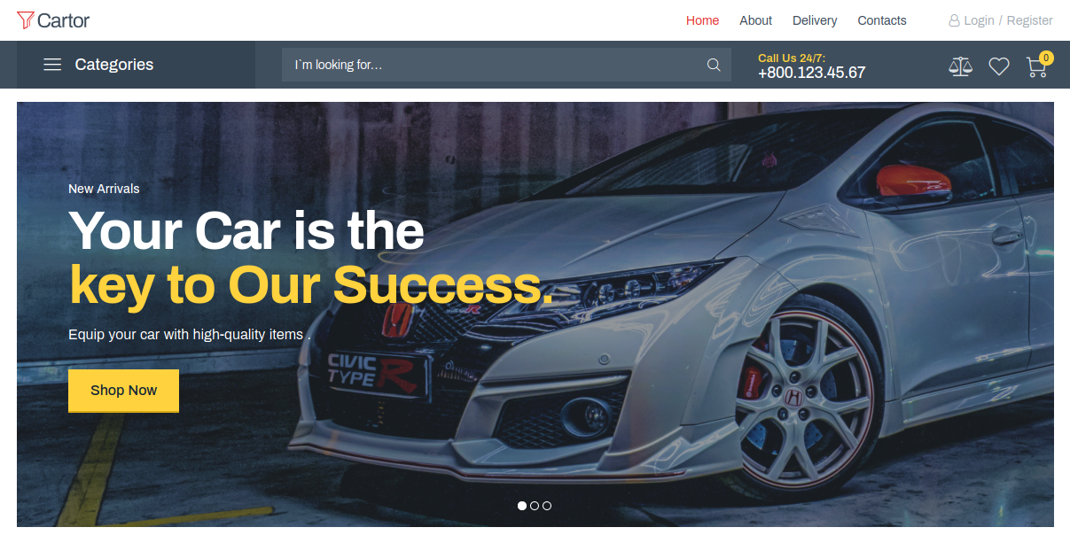 Cartor - Auto Accessories ECommerce Classic Elementor WooCommerce Theme