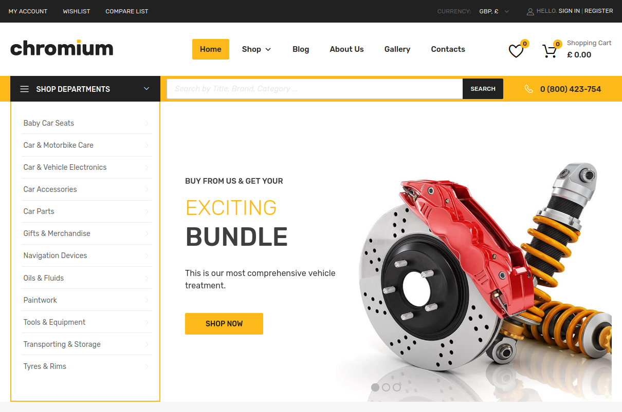 Chromium - Auto Parts Shop WordPress WooCommerce Theme