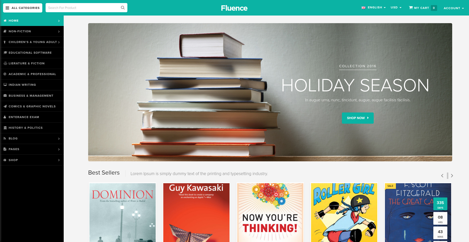 Fluence - Books Store Multipurpose Responsive WooCommerce WordPress Theme