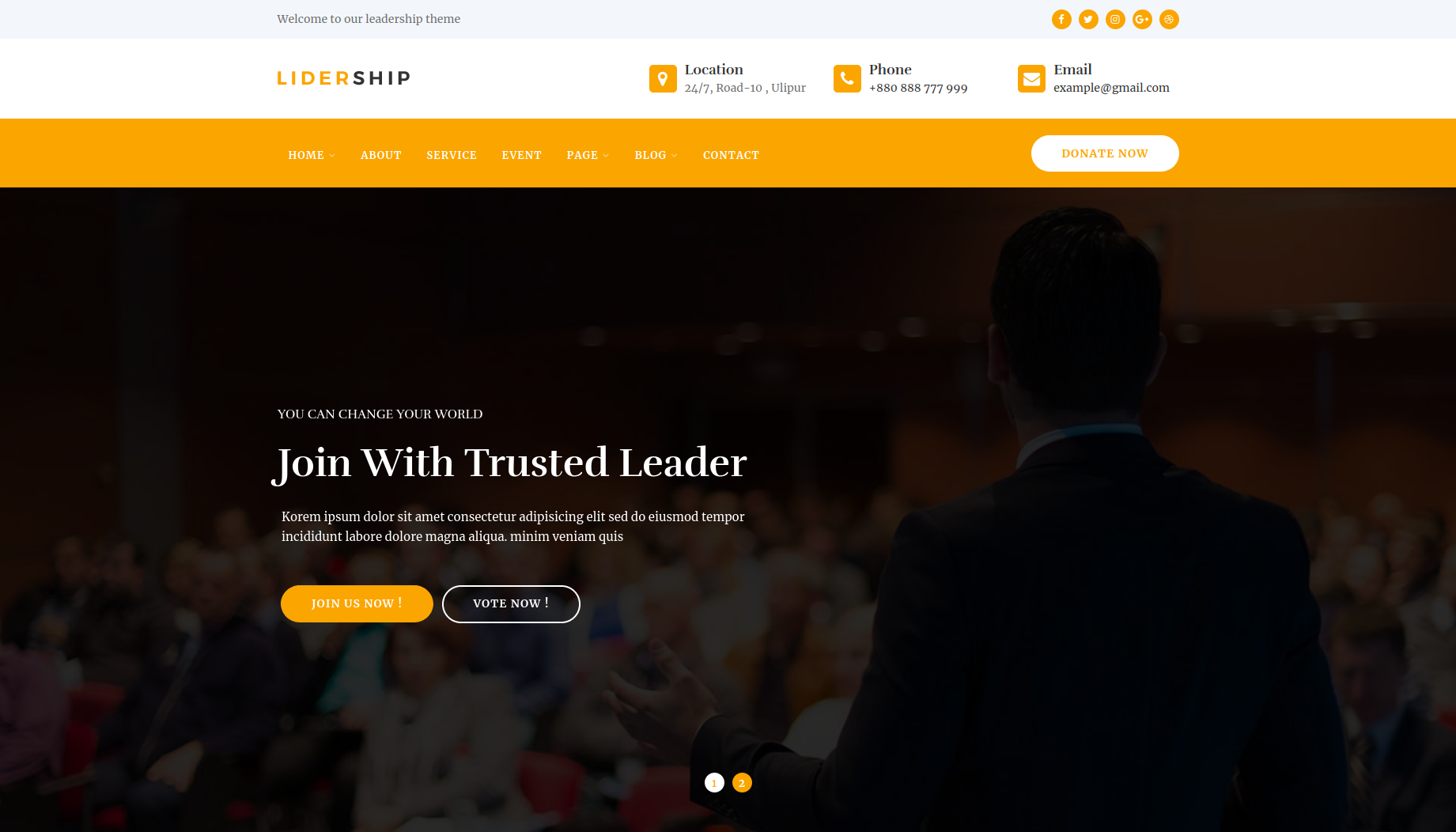 Lidership Political & Multipurpose WordPress Theme