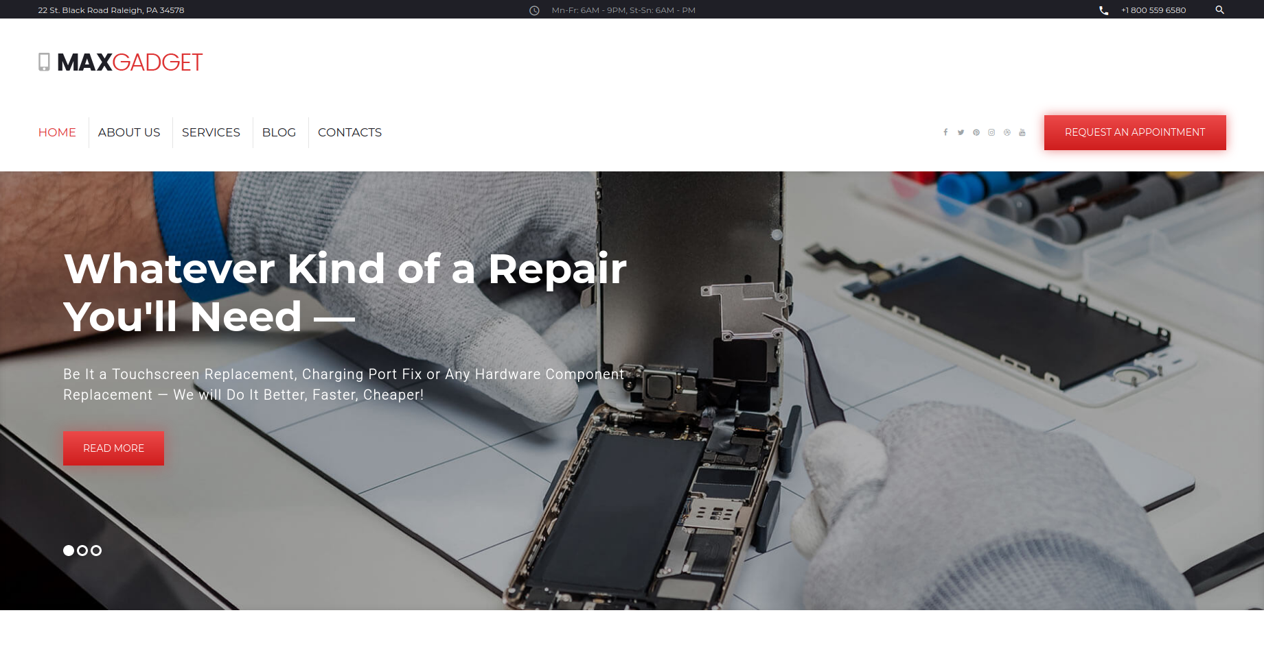 MaxGadget - Computer Maintenance & Electronics Repair WordPress Theme