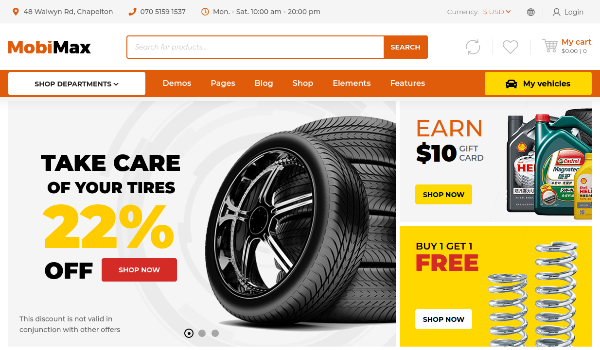 Mobimax - Auto Parts WordPress Theme + WooCommerce Shop